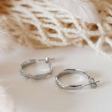 Hammered Hoop Earrings Medium Silver