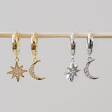 Moon & Star Hoop Earrings Classic Gold
