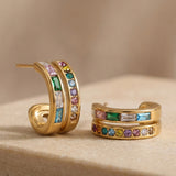 Dubai Rainbow Hoop Earrings Gold