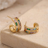 Dubai Rainbow Hoop Earrings Gold