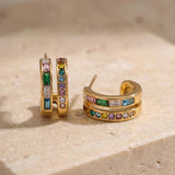 Dubai Rainbow Hoop Earrings Gold