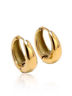 Hammered Hoop Earrings Medium Gold