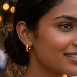 Hammered Hoop Earrings Medium Gold