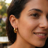 Hammered Hoop Earrings Medium Gold