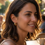 Hammered Hoop Earrings Medium Gold