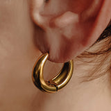 Hammered Hoop Earrings Medium Gold