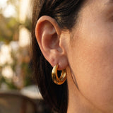 Hammered Hoop Earrings Medium Gold