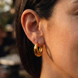 Hammered Hoop Earrings Medium Gold