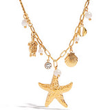 Coral Charm Necklace Gold