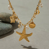 Coral Charm Necklace Gold
