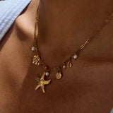 Coral Charm Necklace Gold