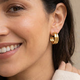 Double Layer Hoop Earrings Gold