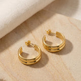 Double Layer Hoop Earrings Gold