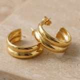 Double Layer Hoop Earrings Gold