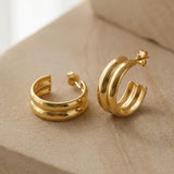 Double Layer Hoop Earrings Gold