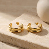 Double Layer Hoop Earrings Gold
