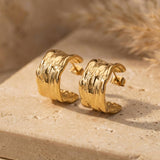 Hammered Hoop Earrings Medium Gold