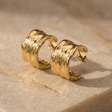 Hammered Hoop Earrings Medium Gold