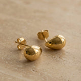 Hammered Hoop Earrings Medium Gold