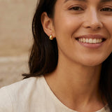 Hammered Hoop Earrings Medium Gold