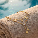 Moon & Star Anklet Gold