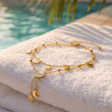 Moon & Star Anklet Gold