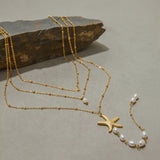 Pearl Cascade Necklace Gold
