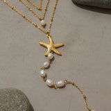 Pearl Cascade Necklace Gold