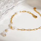 Pearl Drop Anklet Gold