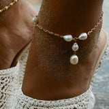 Pearl Drop Anklet Gold