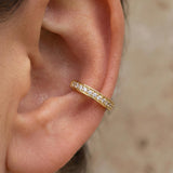 Zirkonia Single Row Earcuff Gold