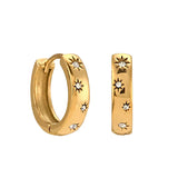 Hammered Hoop Earrings Medium Gold