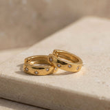 Hammered Hoop Earrings Medium Gold