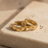 Hammered Hoop Earrings Medium Gold