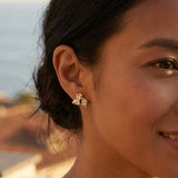 Hammered Hoop Earrings Medium Gold