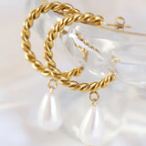 Twisted Pearl Creolen Gold