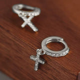 Zirkonia Cross Creolen Silber