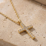 Zirkonia Cross Necklace Gold