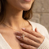 Zirkonia Cross Necklace Gold