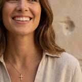 Zirkonia Cross Necklace Gold