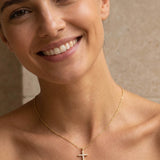 Zirkonia Cross Necklace Gold