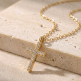 Zirkonia Cross Necklace Gold
