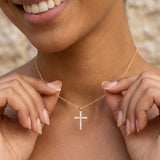 Zirkonia Cross Necklace Gold
