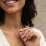 Zirkonia Cross Necklace Silber