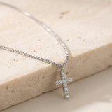 Zirkonia Cross Necklace Silber