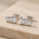 Zirkonia Leaf Ohrstecker Silber