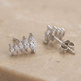 Zirkonia Leaf Ohrstecker Silber