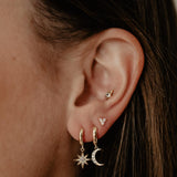Moon &amp; Star Hoop Earrings "Classic" Silver