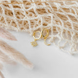 Boucles d'Oreilles Créoles Lune &amp; Étoile "Classic" Or
