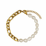Baroque Pearl Chain Bracelet Gold